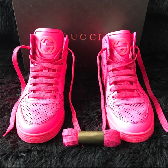Gucci Shoes - Gucci Neon Pink Fluo Matt Sneakers